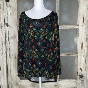 LulaRoe long sleeve top green/blue/red  sz s